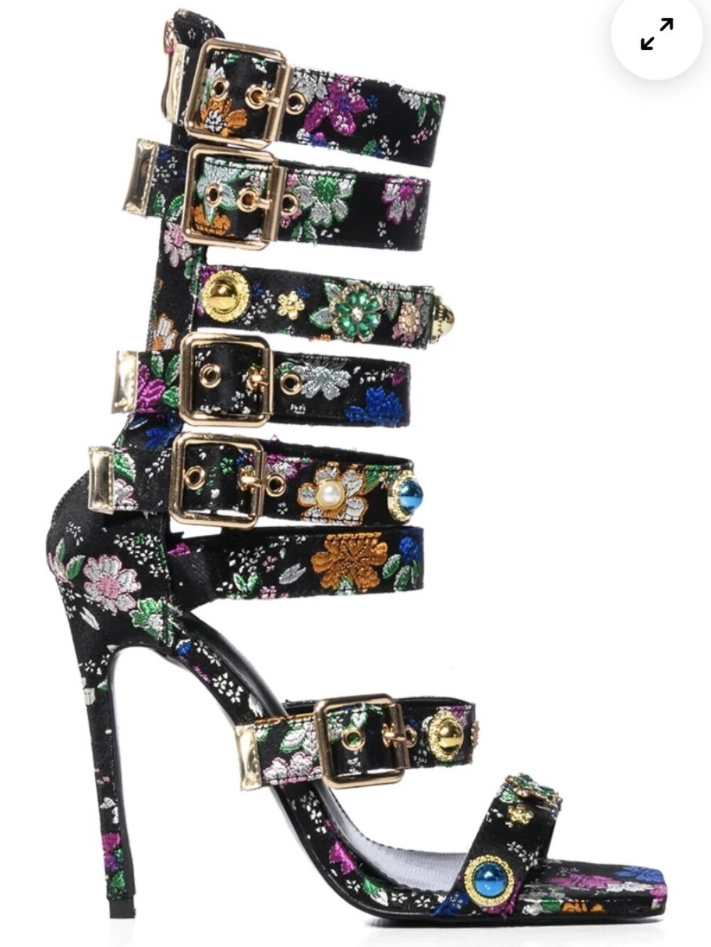 Azalea Wang-Base Embellished Gladiator Sandal In Blavk-Size 7.5 - Picture 4 of 16